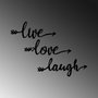 Wallity Live Love Laugh Escultura de pared de metal negra